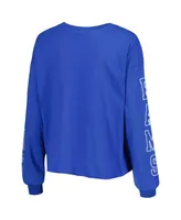 Women's '47 Brand Royal Los Angeles Rams Skyler Parkway Cropped Long Sleeve T-shirt