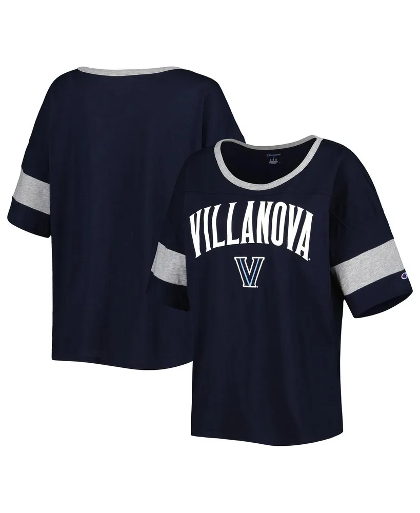 Women's Champion Navy Villanova Wildcats Jumbo Arch Striped Half-Sleeve T-shirt