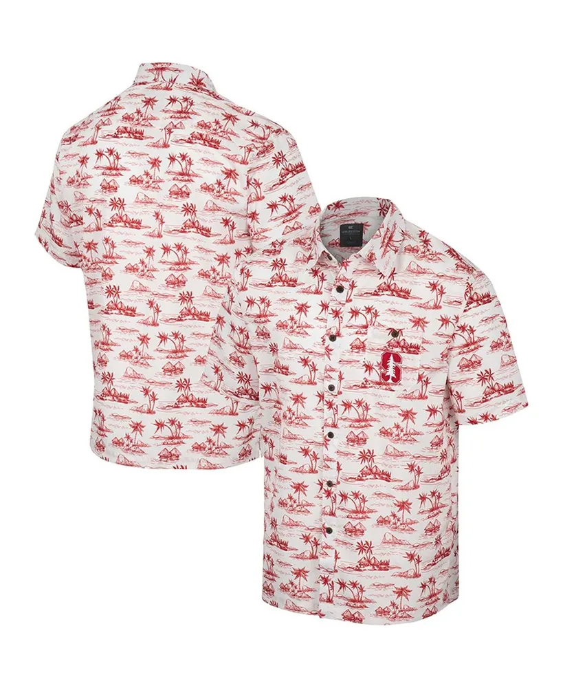 Men's Colosseum White Stanford Cardinal Spontaneous is Romantic Camp Button-Up Shirt