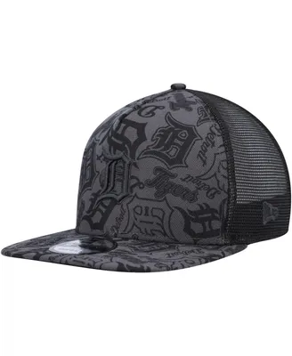Men's New Era Black Detroit Tigers Repeat A-Frame 9FIFTY Trucker Snapback Hat