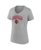 Women's Fanatics Heather Gray Louisville Cardinals Evergreen Campus V-Neck T-shirt