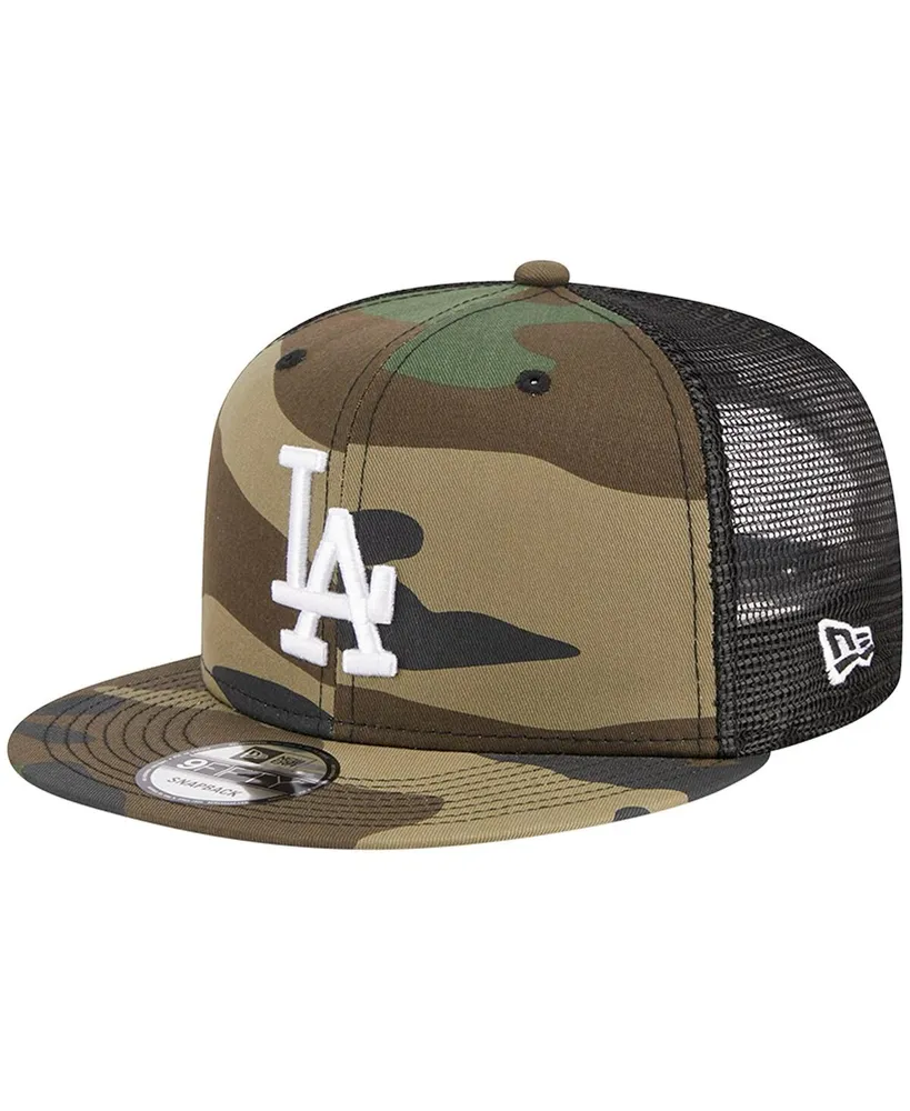 Men's New Era Camo Los Angeles Dodgers Woodland Camo Trucker 9FIFTY Snapback Hat