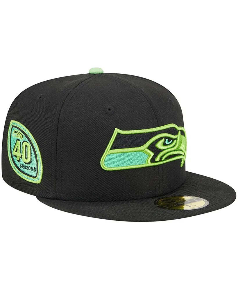 New Era Black Seattle Seahawks 2022 Sideline 59FIFTY Low Profile Pop Fitted Hat