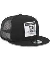 Men's New Era Black Pittsburgh Pirates Scratch Squared Trucker 9FIFTY Snapback Hat