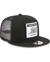 Men's New Era Black New York Yankees Scratch Squared Trucker 9FIFTY Snapback Hat