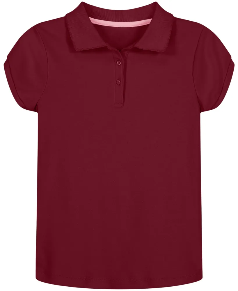 Nautica Little Girls Uniform Short Sleeve Interlock Polo Shirt