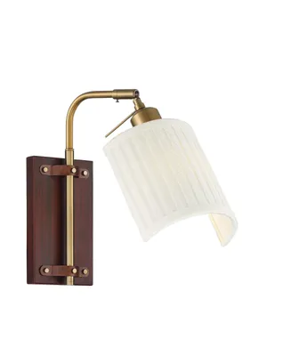Trade Winds Otis 1-Light Adjustable Wall Sconce in Redwood with Natural Brass
