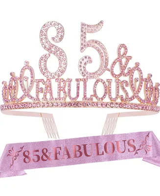 85th Birthday Sash and Tiara for Women, Elegant Party Favors and Gifts, Queen-Themed Celebration Decorations, Milestone Year Crown and Sash Set