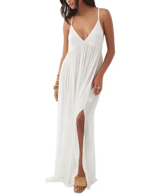 O'Neill Juniors' Mel V-Neck Sleeveless Slit-Front Maxi Dress