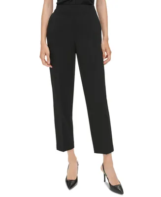 Calvin Klein Petite Elastic-Back Cropped Mid-Rise Pants