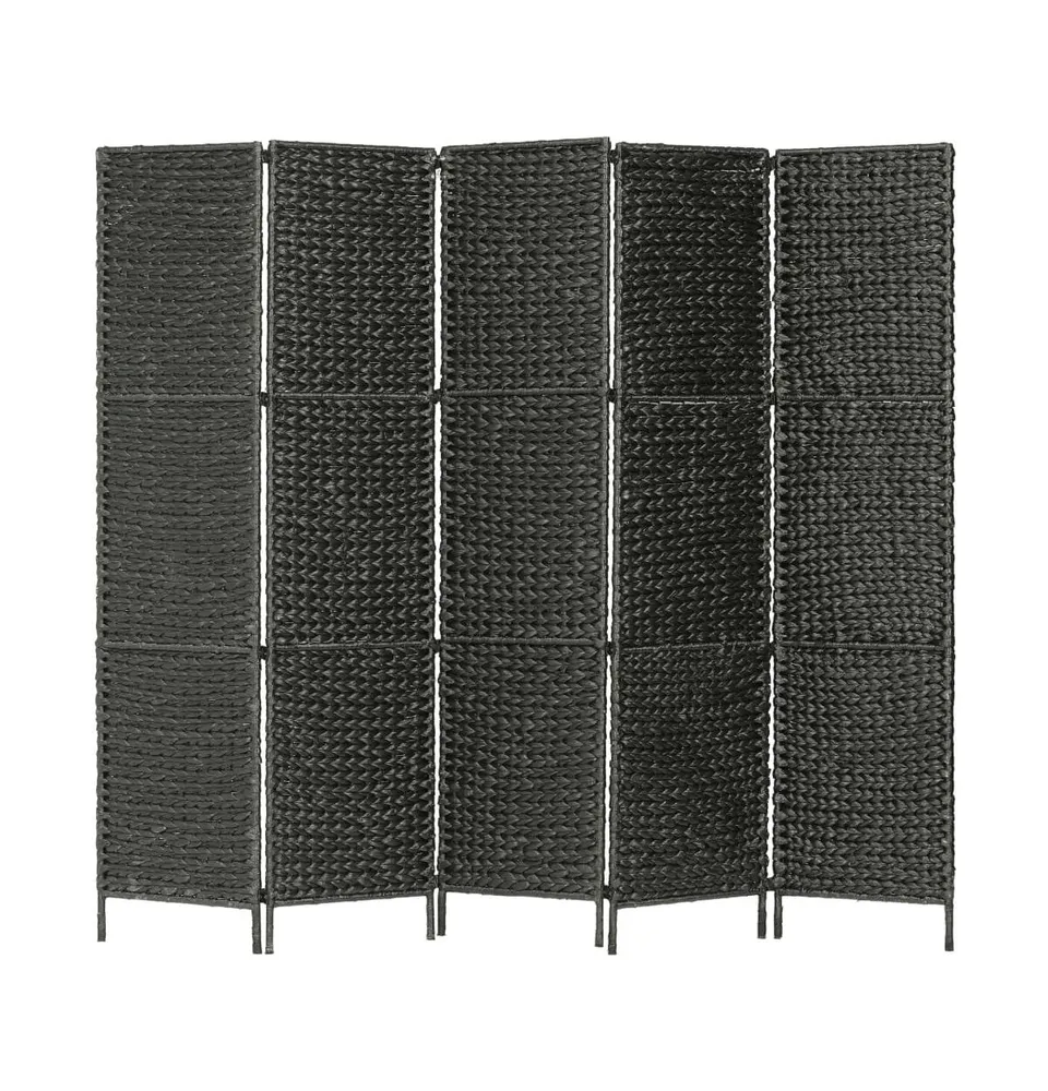 vidaXL 5-Panel Room Divider Black 76"x63" Water Hyacinth