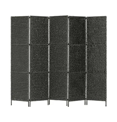 vidaXL 5-Panel Room Divider Black 76"x63" Water Hyacinth