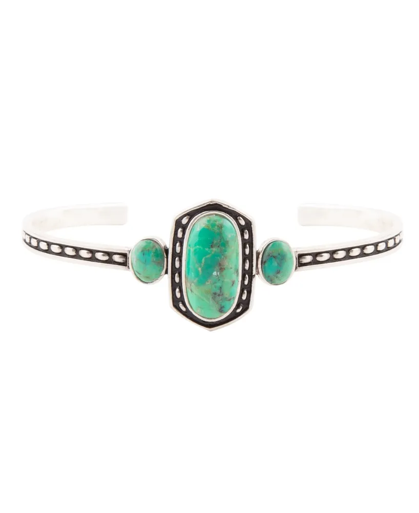 Barse Shield Genuine Lime Turquoise Oval Cuff Bracelet