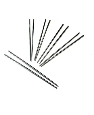 Joyce Chen 5 Pair Reusable Stainless Steel Metal Chopsticks Set