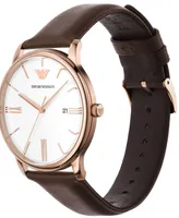 Emporio Armani Men's Brown Leather Watch 42mm