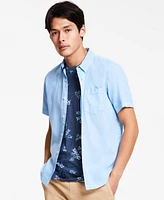 Sun + Stone Men's Blake Linen Chambray Short Sleeve Button-Front Shirt, Created for Macy's