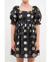 English Factory Women's Dot Organza Puff Mini Dress