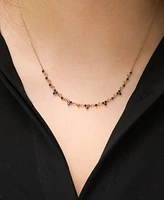 Black Sapphire Mini Cluster 17" Collar Necklace (7/8 ct. t.w.) in 14k Gold-Plated Sterling Silver