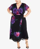 City Chic Plus Tied Rose Maxi Dress