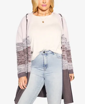 Avenue Plus Size Camryn Hooded Cardigan Sweater