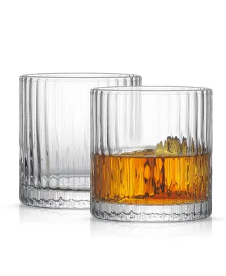 JoyJolt Elle Ribbed Double Old Fashioned Glass, Set of 2