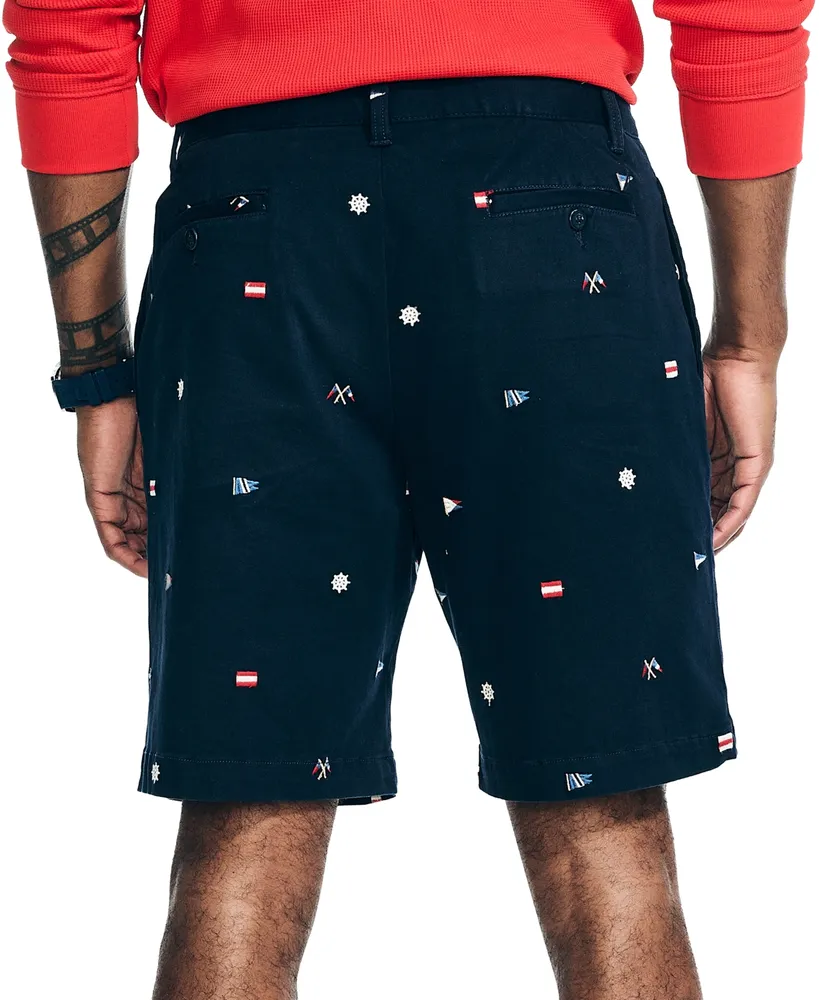 Nautica Men's Classic-Fit 8.5" Stretch Embroidered Flag Shorts