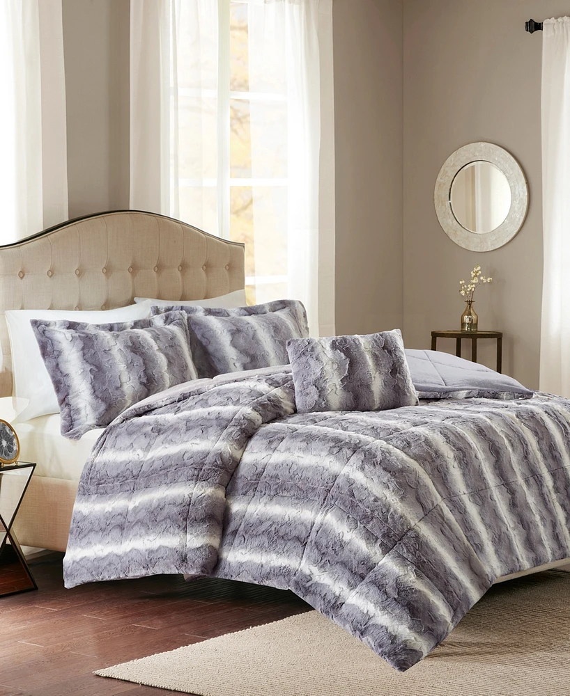 Madison Park Zuri 3-Piece Faux Fur Comforter Set, Twin