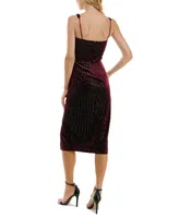 Trixxi Juniors' Embellished Velvet Midi Dress