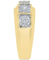 Men's Diamond Multi Halo Cluster Ring (3/4 ct. t.w.) in 10k Gold