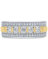 Men's Diamond Openwork Band (1 ct. t.w.) in 10k Two-Tone Gold - Two