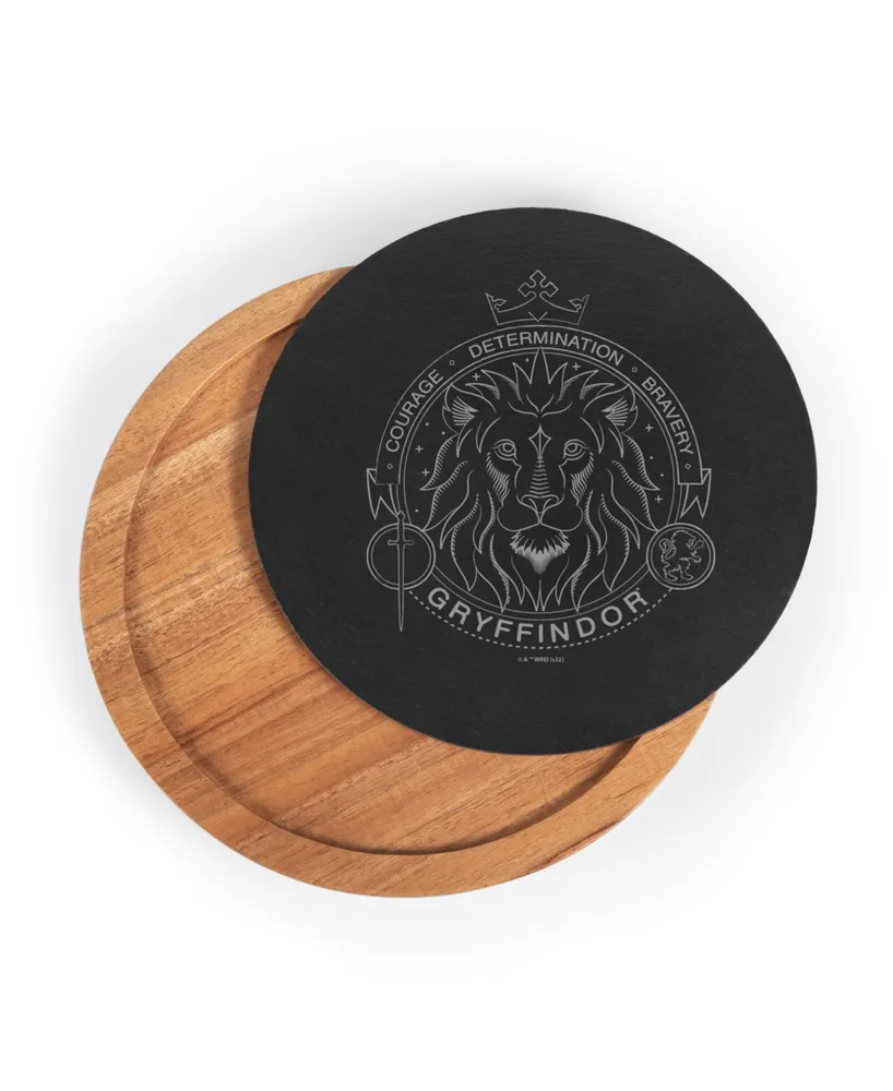 Harry Potter Gryffindor Insignia Acacia and Slate Charcuterie Board with Cheese Tools