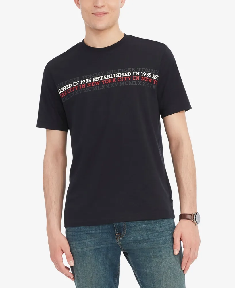 T-Shirt Mall Tommy Stripe Hawthorn Men\'s | Chest Hilfiger Ny