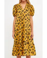 English Factory Women's Animal Print Midi Dress