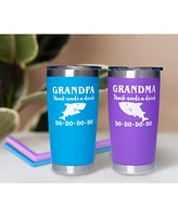 Meant2tobe Grandpa Shark and Grandma Shark Coffee Mug Tumbler Set - Perfect Christmas Gifts for Grandparents - Fun and Unique Shark