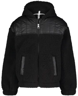 Calvin Klein Performance Big Girls Logo Zip Sherpa Hooded Jacket