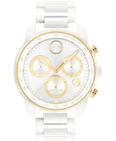 Movado Men's Bold Verso Swiss Quartz Chrono White Ceramic Watch 44mm