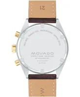 Movado Men's Datron Swiss Quartz Chrono Brown Leather Watch 40mm