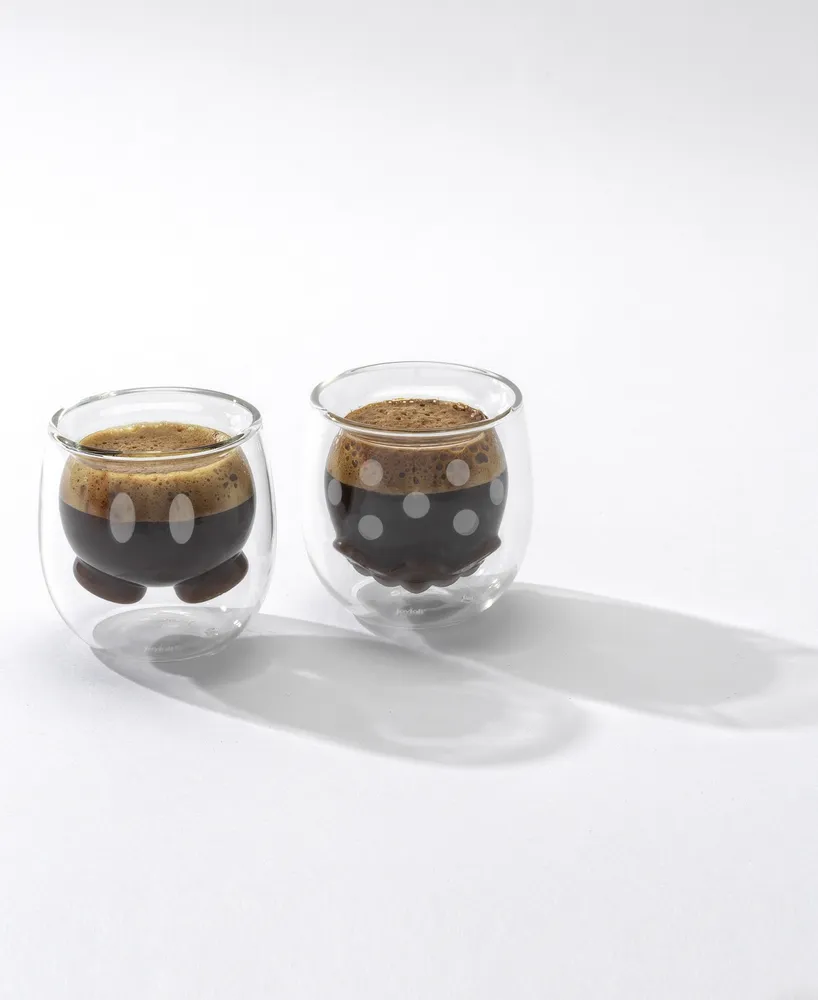 JoyJolt Disney Mickey Pants Minnie Skirt Double Wall Espresso Glasses - Set of 2