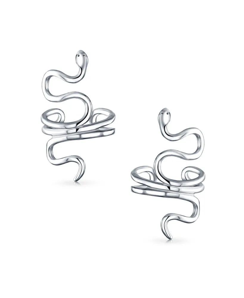 Bling Jewelry Helix Climber Crawler Snake Serpent Clip On Wrap Wire Cartilage Lobe Ear Cuff Earrings For Women Non Pierced Ear Sterling Silver Pair