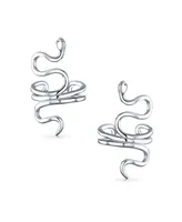 Bling Jewelry Helix Climber Crawler Snake Serpent Clip On Wrap Wire Cartilage Lobe Ear Cuff Earrings For Women Non Pierced Ear Sterling Silver Pair