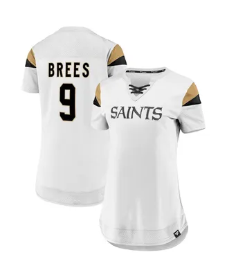 Women's Fanatics Drew Brees White New Orleans Saints Athena Name and Number Fashion Top
