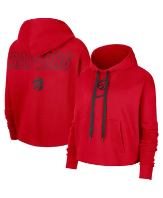 Women's Nike Red Toronto Raptors Courtside Cropped Pullover Hoodie