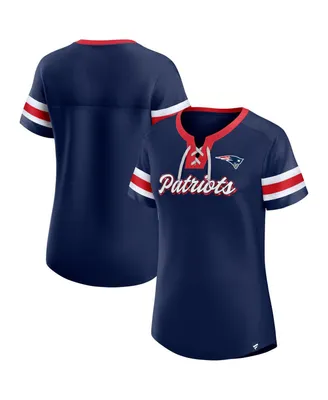 Women's Fanatics Navy New England Patriots Plus Original State Lace-Up T-shirt