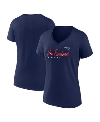 Women's Fanatics Navy New England Patriots Shine Time V-Neck T-shirt