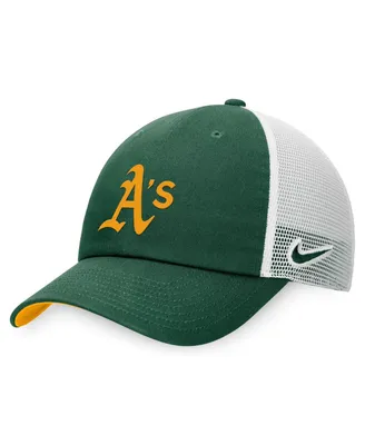 Men's Nike Green, White Oakland Athletics Heritage86 Adjustable Trucker Hat
