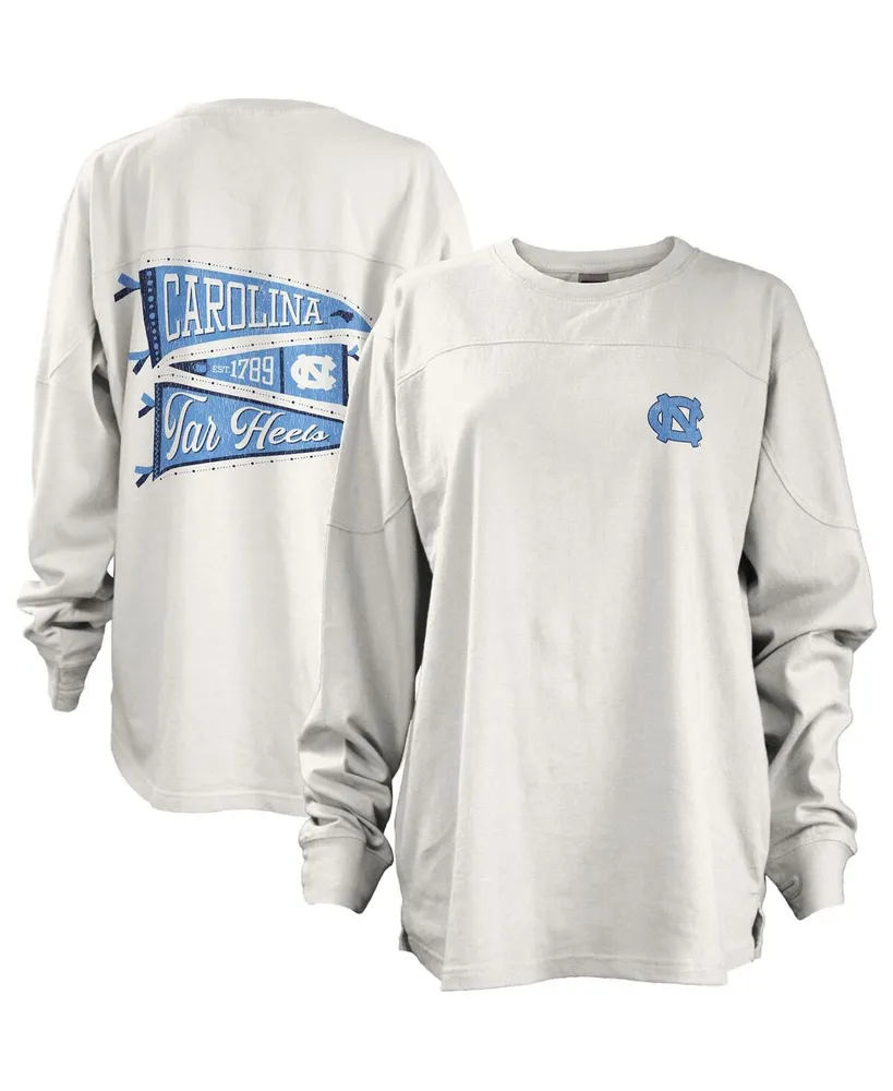 Women's Pressbox White North Carolina Tar Heels Pennant Stack Oversized Long Sleeve T-shirt