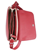Mancini Pebbled Collection Kimberly Leather Flap Closure Handbag