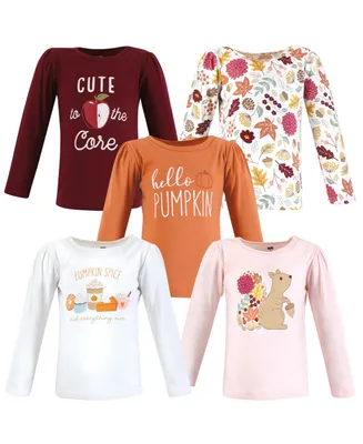 Hudson Baby Toddler Girls Long Sleeve T-Shirts, Fall Pumpkin Spice