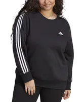 adidas Plus Size 3-Stripes Crewneck Fleece Sweatshirt