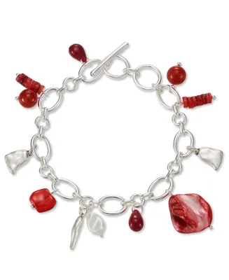 Style & Co Mixed-Metal Beaded Charm Bracelet, Created for Macy's